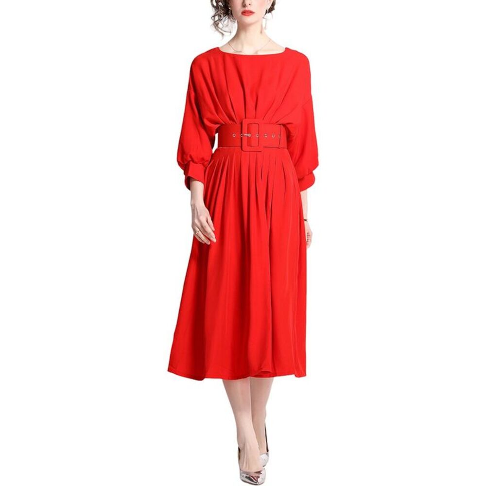 Elegant Red Midi Dress
